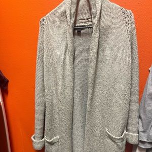 Long gray J Crew shawl collar cardigan size M